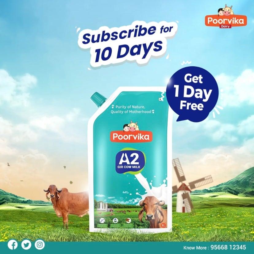 A2 Milk 10 Days Subscription 1 Day FREE - Poorvika Dairy 